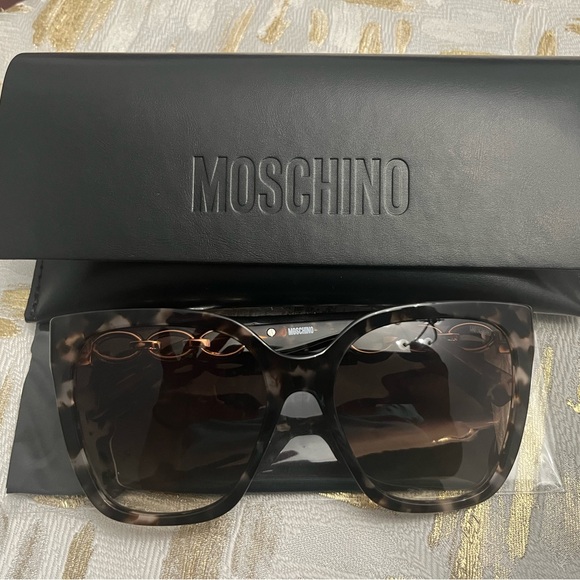 NEW MOSCHINO MOS098/S HT8 HA Sunglasses Pink Havana Frame Brown Lenses 55mm - Picture 2 of 11